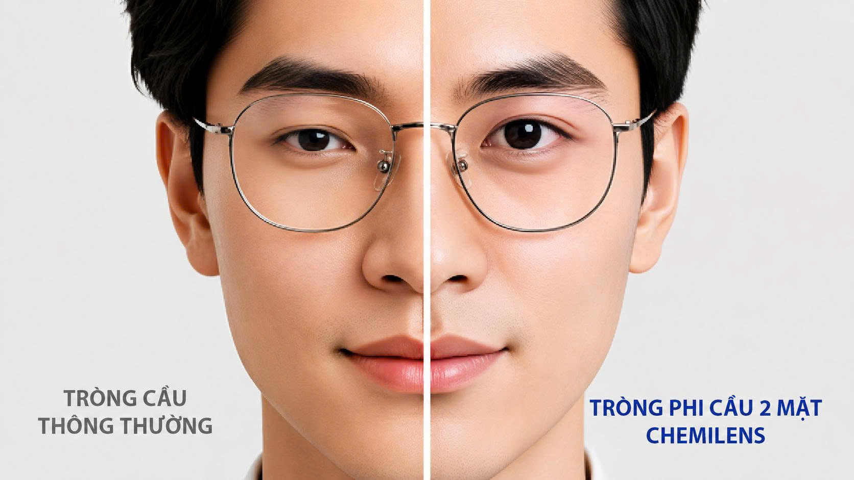 Tròng kính phi cầu 2 mặt tăng tính thẩm mỹ cho người độ cao