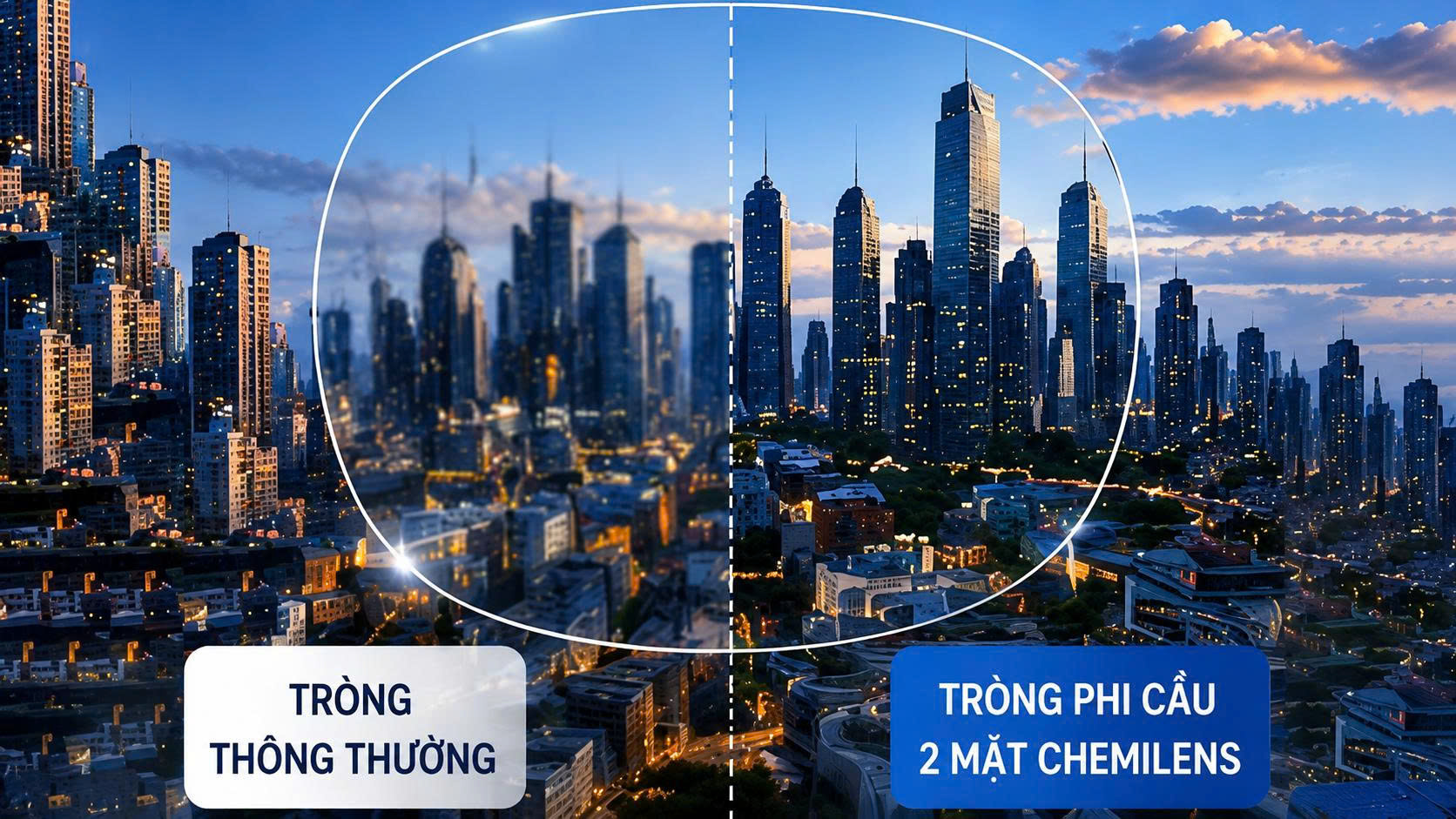 Tròng kính phi cầu 2 mặt hạn chế méo hình vùng rìa