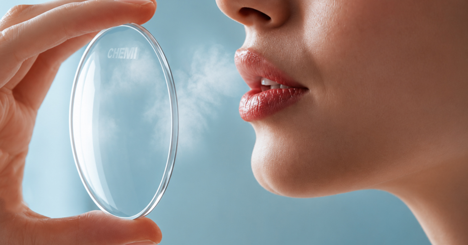 Kiểm tra Fog Mark bằng Hà hơi thổi lên tròng kính 